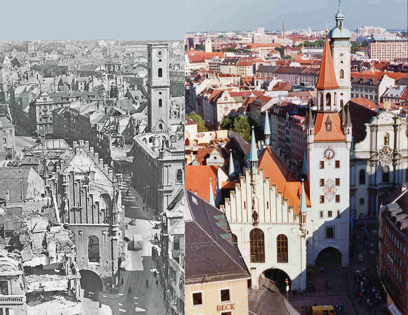 München früher vs. heute, quelle : https://upload.wikimedia.org/wikipedia/commons/9/9b/Wardamage2.jpg